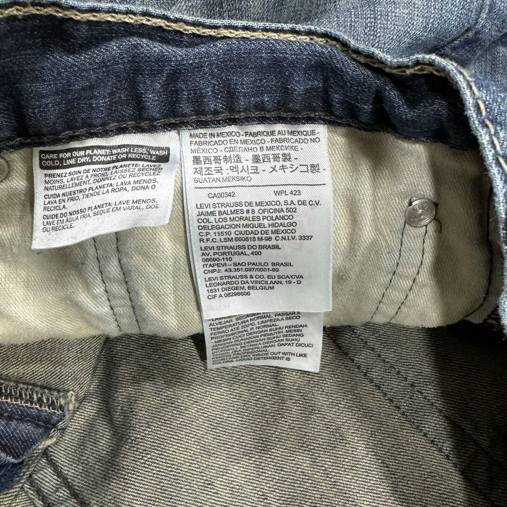 Levis Jeans Mens 38x32 Blue 514 Straight Fit Dark Wash Denim Pockets Logo Work‎ - Picture 7 of 13